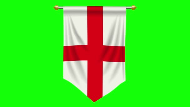 Флаг Англии Вымпел Изолированы Зеленом Экране Графика Движения — стоковое видео