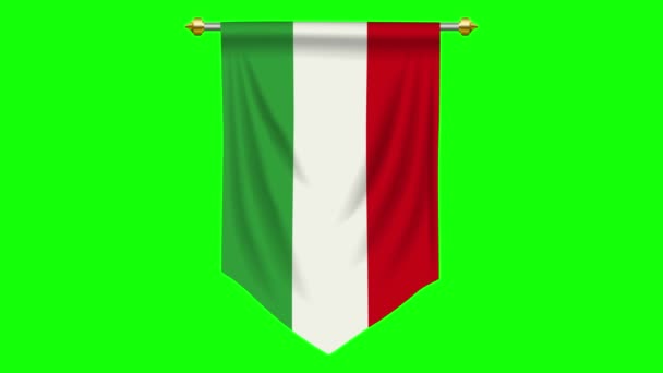 Italië Vlag Wimpel Geïsoleerd Groen Scherm Bewegende Beelden — Stockvideo