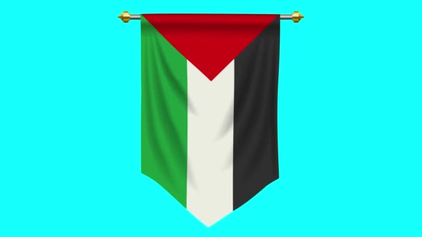Drapeau Fanion Palestinien Isolé Sur Écran Bleu Motion Graphics — Video