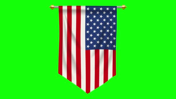 Флаг Сша Вымпел Изолированы Зеленом Экране — стоковое видео