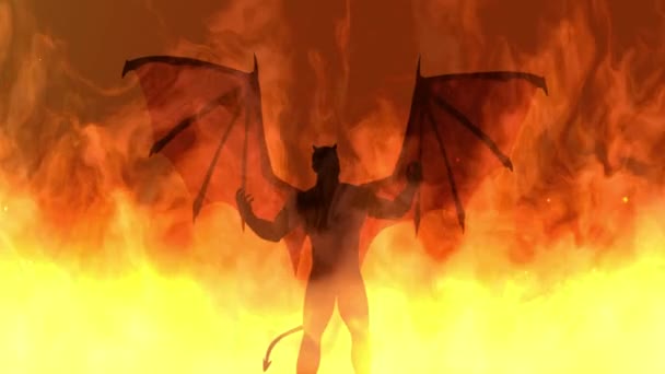 Gráfico Movimiento Con Diablo Infierno Ardiente — Vídeos de Stock