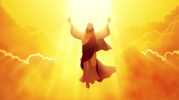 耶稣基督举起双手的圣经运动图解 为耶稣基督主题的升天 — 图库视频影像