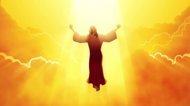 Biblische Bewegungsgrafik Von Jesus Christus Der Seine Hände Hebt Für — Stockvideo