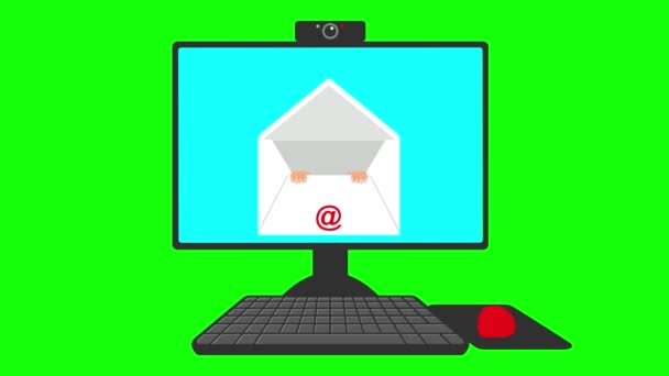 Desenhos Animados Engraçados Ladrão Espreitando Interior Envelope Scam Phishing Conceito — Vídeo de Stock