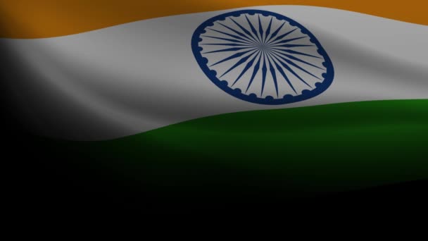 Indien Flagge Weht Majestätisch Auf Schwarzem Hintergrund Bewegungsgrafik — Stockvideo