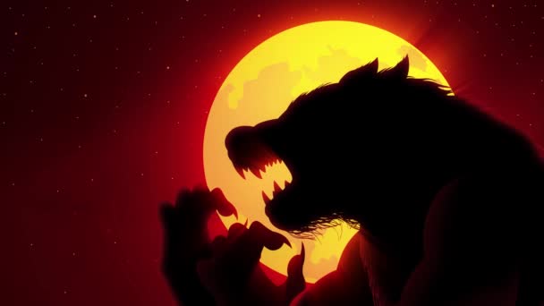 狼人在月圆之夜潜伏在黑暗中的运动图像 — 图库视频影像