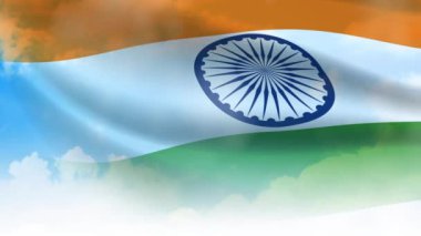 Muhteşem bir bulut manzarasına karşı zarif bir şekilde dalgalanan Hint bayrağı. Kültürel olaylar, ulusal gurur ya da Hindistan 'ın özünü kutlayan herhangi bir proje için idealdir.