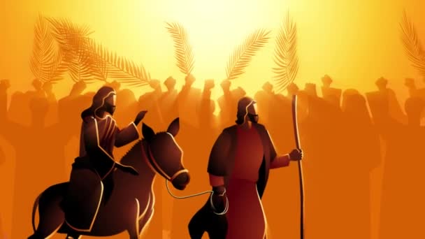 Biblische Filmreihe Jesus Kommt Als König Nach Jerusalem — Stockvideo