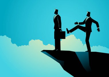 Başka bir iş adamını uçuruma atmaya çalışan bir iş adamı. Acımasız rekabet, rekabet ve kurumsal güç mücadelesi temaları iş dünyasının acımasızlığını simgeliyor.