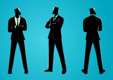 İşadamı Silueti Poz Ayarlandı Çapraz Eller Gallant
