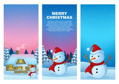 Kış mevsiminde kardan adam seti, Noel arkaplanları için ideal. Cep telefonu ekranları için optimize edilen bu festival illüstrasyonları tatil temalı uygulamalar ve sosyal medya grafikleri için idealdir