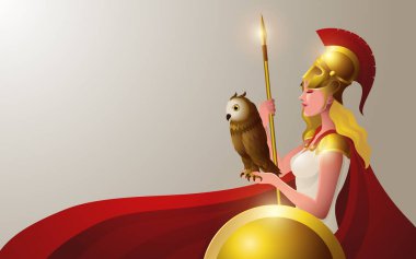 Yunan bilgelik ve savaş tanrıçası Athena 'nın temsilcisi. Baykuş, mızrak ve kalkan taşıyor.