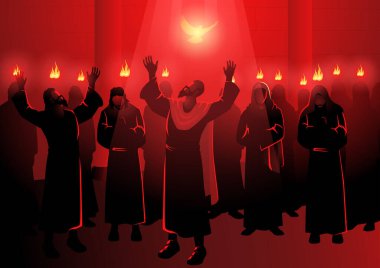 Peter 'ın içi Kutsal Ruh' la doluydu. Kutsal Ruh 'la dolu havarilerin arasındaydı. Ruhun onlara verdiği gibi diğer dillerle konuşmaya başlamıştı.