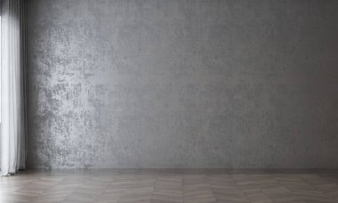 Modern living room and empty wall background interior design. 3D rendering