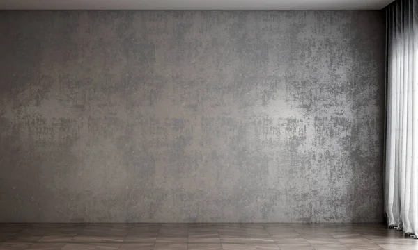 The empty living room and dark concrete texture wall background interior design. 3D rendering
