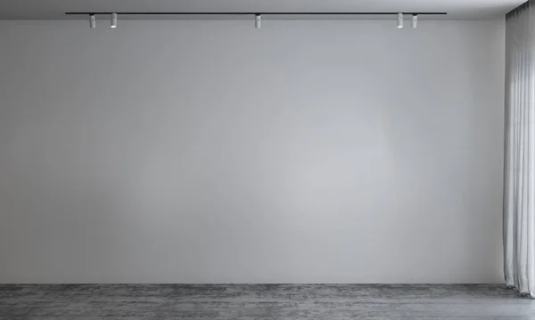 モダンな空のリビングルームと白い壁のテクスチャの背景インテリアデザイン 3Dレンダリング — ストック写真
