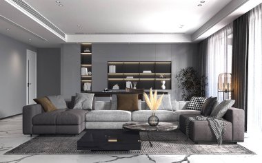 Modern lüks oturma odası ve kiler duvar dokusu iç tasarım