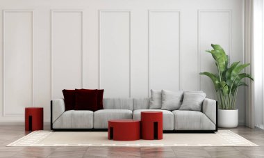 Modern oturma odası ve boş duvar dokusu iç tasarım