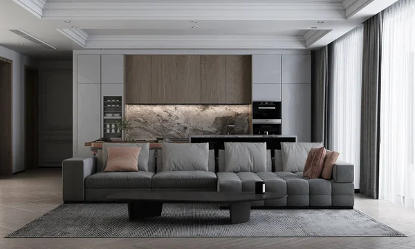 Moderne Luxe Lounge Woonkamer Interieur Muur Textuur Achtergrond — Stockfoto