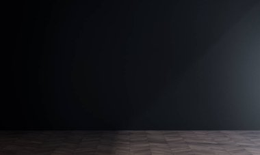 Oturma odasındaki boş mavi duvar. Modern tasarım. Mobilya dekoratif iç dekorasyonu.