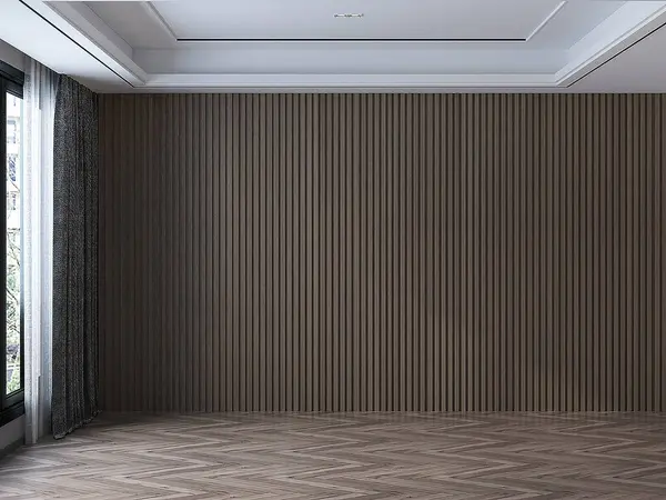 Moderno Interior Lujo Sala Estar Fondo Pared Madera Vacía Renderizado — Foto de Stock