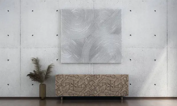 Modern Interior Design Concept Living Room White Abstact Art Concrete — Stock Photo, Image