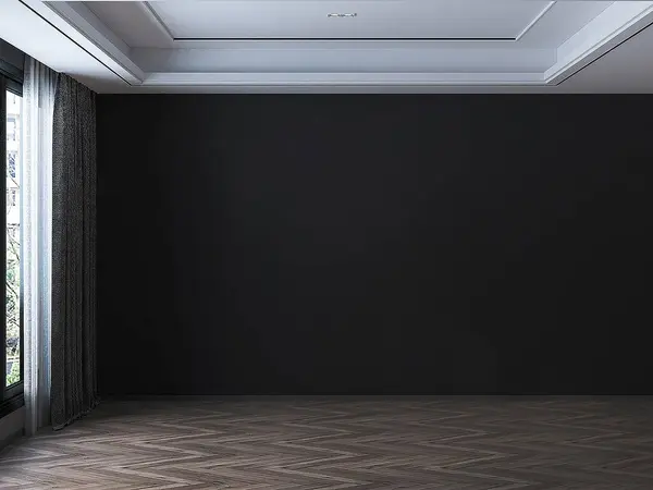 Moderno Diseño Interior Sala Estar Vacía Fondo Pared Negro Fotos de stock libres de derechos