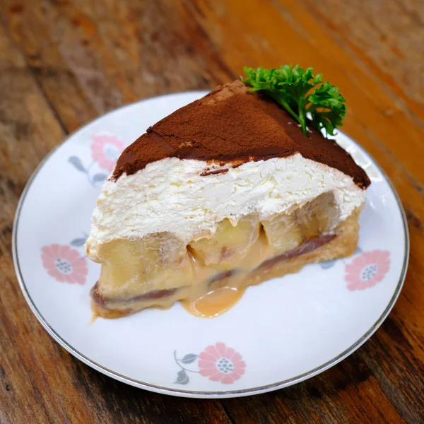 Banoffee Pie Piring Putih — Stok Foto