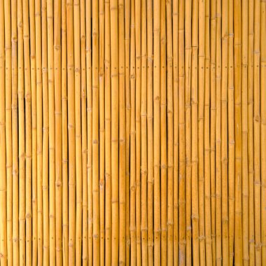 Kahve dükkanında sarı bambu dokusu var.
