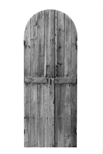Černé Bílé Dřevěné Dveře Izolovat Bílém — Stock fotografie
