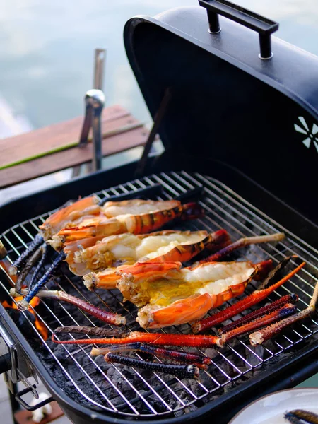 Grilled Giant River Prawn Dinner Hotel — Stock Photo, Image