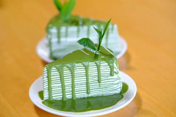 Greentea Crepe Cake Mesa Madeira — Fotografia de Stock