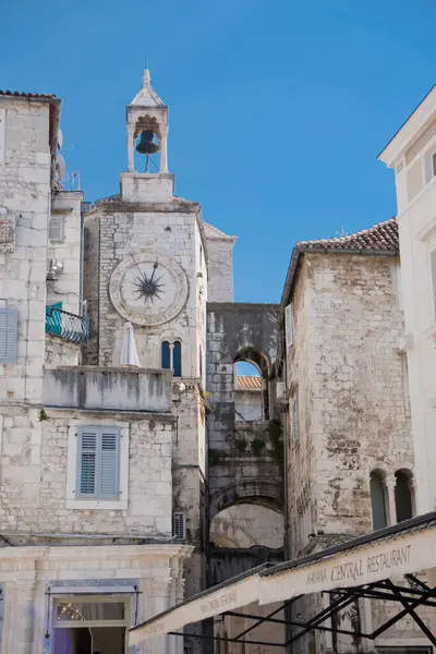 stock image Clock tower in People's Square, Split in Croatia