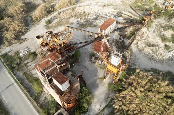Luchtfotografische Documentatie Van Een Oude Verlaten Cementfabriek — Stockfoto