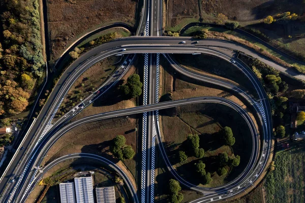 Aerial Photographic Documentation Motorway Junction Taken Day — Stock Photo, Image