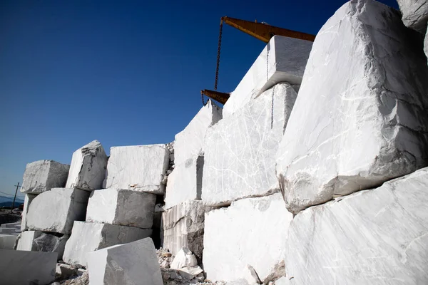 Photographic Documentation Deposit Blocks White Marble Have Just Been Extracted — Stock Photo, Image