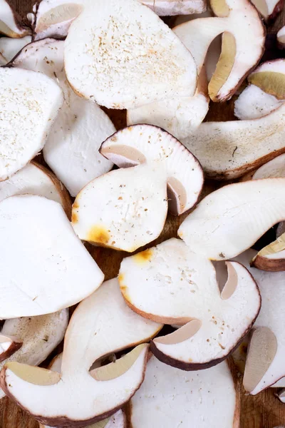 Photographic Documentation Preparation Porcini Mushrooms Frying Them — Stock Photo, Image
