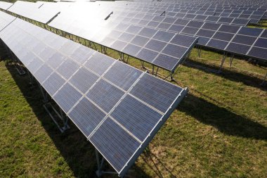 Aerial photographic documentation of a station for the production of electricity from solar panels 