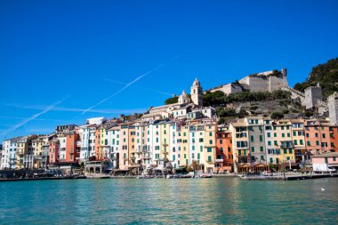 Portovenere Liguria İtalya 'nın sahil köyüne ait fotoğraf belgeleri. 