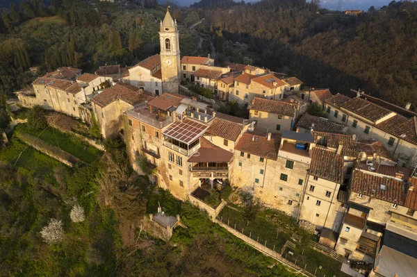 Aerial Photographic Documentation Small Village Monteggiori Versilia Tuscany — Stock Photo, Image