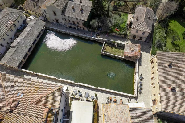 Aerial Photographic Documentation Ancient Village Bagno Vignoni Tuscany Italy — Stock Photo, Image