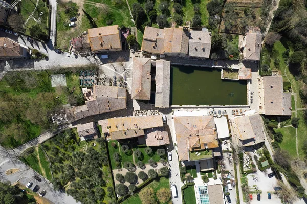 Aerial Photographic Documentation Ancient Village Bagno Vignoni Tuscany Italy — Stock Photo, Image