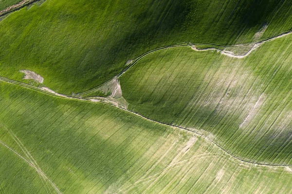 Luftaufnahme Der Formen Der Felder Der Toskana Italien — Stockfoto