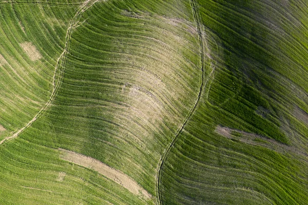 Documentación Fotográfica Aérea Las Formas Los Campos Cultivados Toscana Italia —  Fotos de Stock
