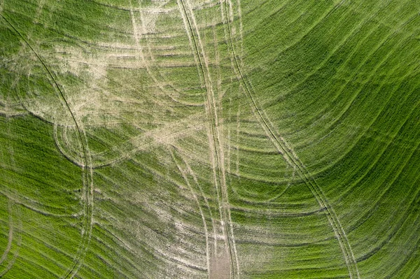 Luftbilddokumentation Von Zeichnungen Die Nach Der Bodenbearbeitung Der Toskana Zurückgelassen — Stockfoto
