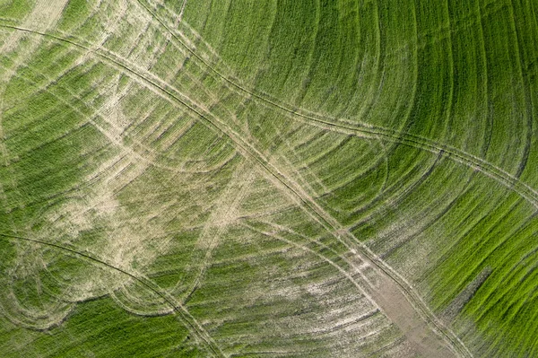 意大利托斯卡纳耕作后留下的绘图的空中照片记录 — 图库照片