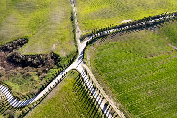 Aerial Photographic Documentation White Road Tuscany Italy — Stock Photo, Image