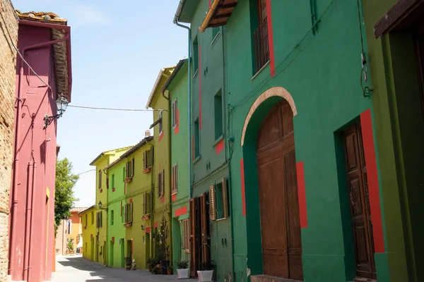 Fotografisk Dokumentation Färgade Husen Ghizzano Pisa Italien — Stockfoto