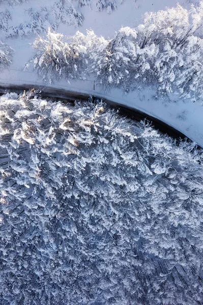 Luchtfotografische Documentatie Van Een Bergweg Winter — Stockfoto