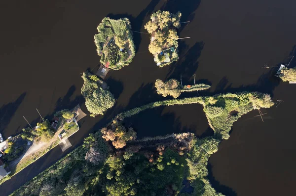 Massaciuccoli Lucca Tuscany湖详情的空中照片记录 — 图库照片